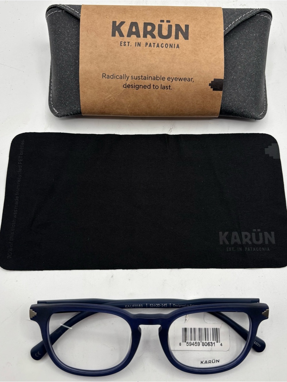Karün Ranita de Darwin Blue Eyeglass Frames KAUF0183 Square Rx Glasses w/ Case